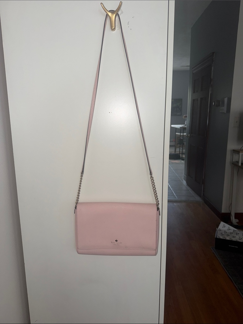 kate spade blush pink leather chain-strap crossbody bag